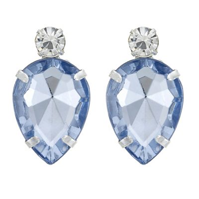 Silver blue teardrop crystal earring